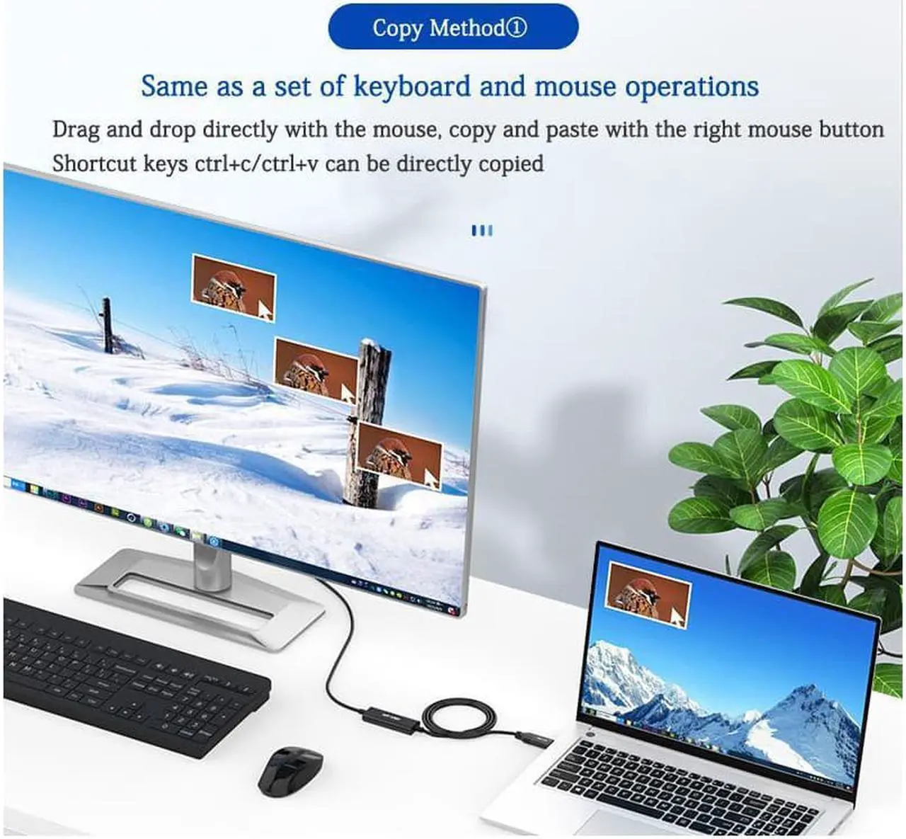 Alt view image 4 of 7 - 6.56ft USB + Type C Copy Line High Speed USB 3.0 PC to PC Online Share Sync Link Data File Transfer Bridge Cable Synchronize Cord (Sharing Mouse Keyboard)