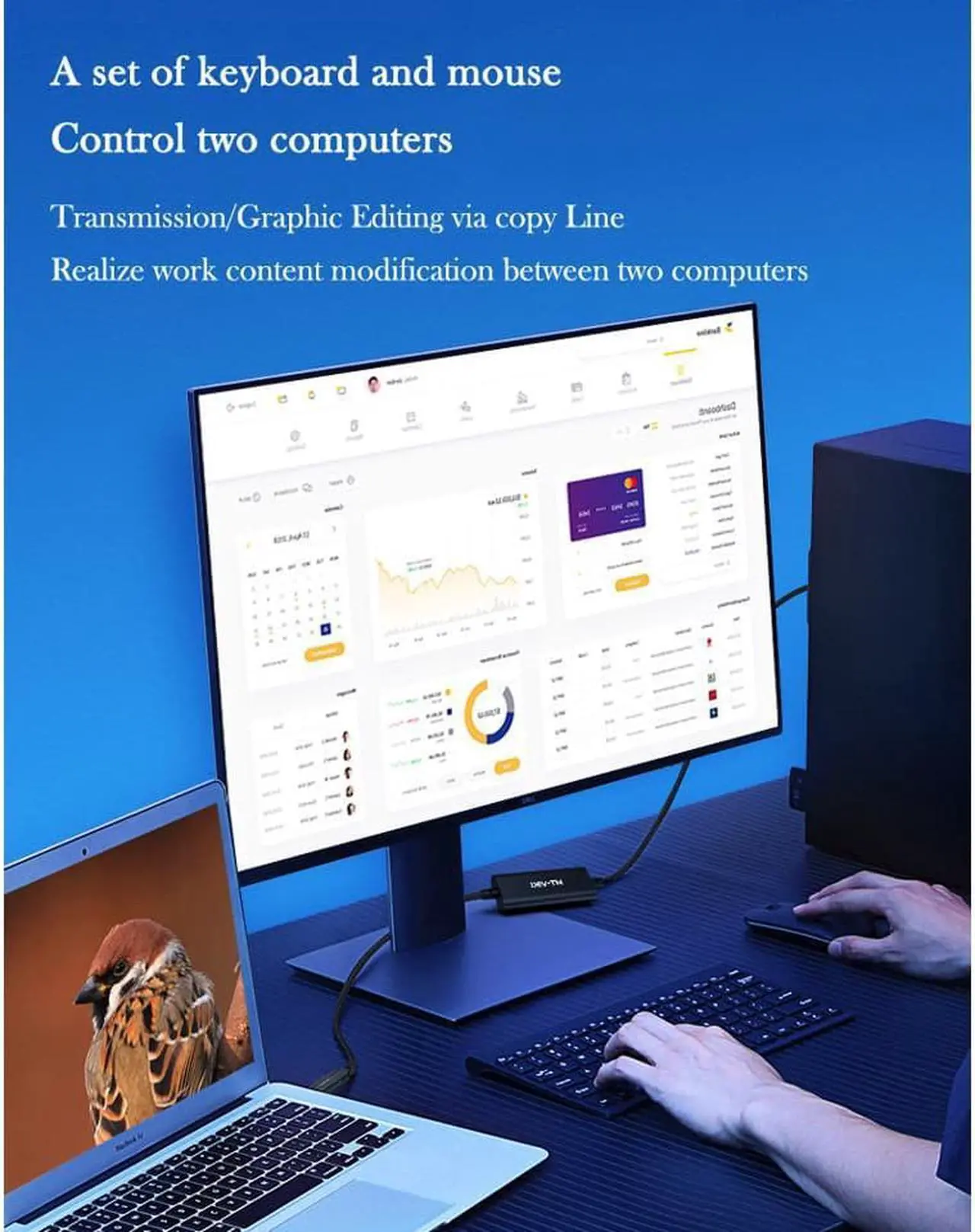 Alt view image 7 of 7 - 6.56ft USB + Type C Copy Line High Speed USB 3.0 PC to PC Online Share Sync Link Data File Transfer Bridge Cable Synchronize Cord (Sharing Mouse Keyboard)