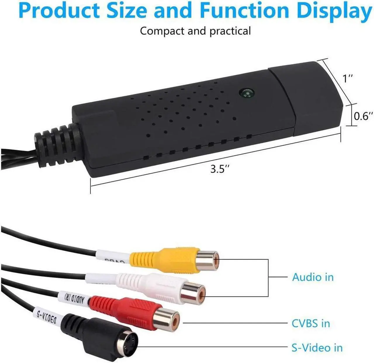 Alt view image 4 of 7 - USB 2.0 Video Adapter Audio Video Capture Card Converter, VHS/ VCR/ Hi8 to Digital DVD Grabber Adapter Support Windows 10/8/7/XP