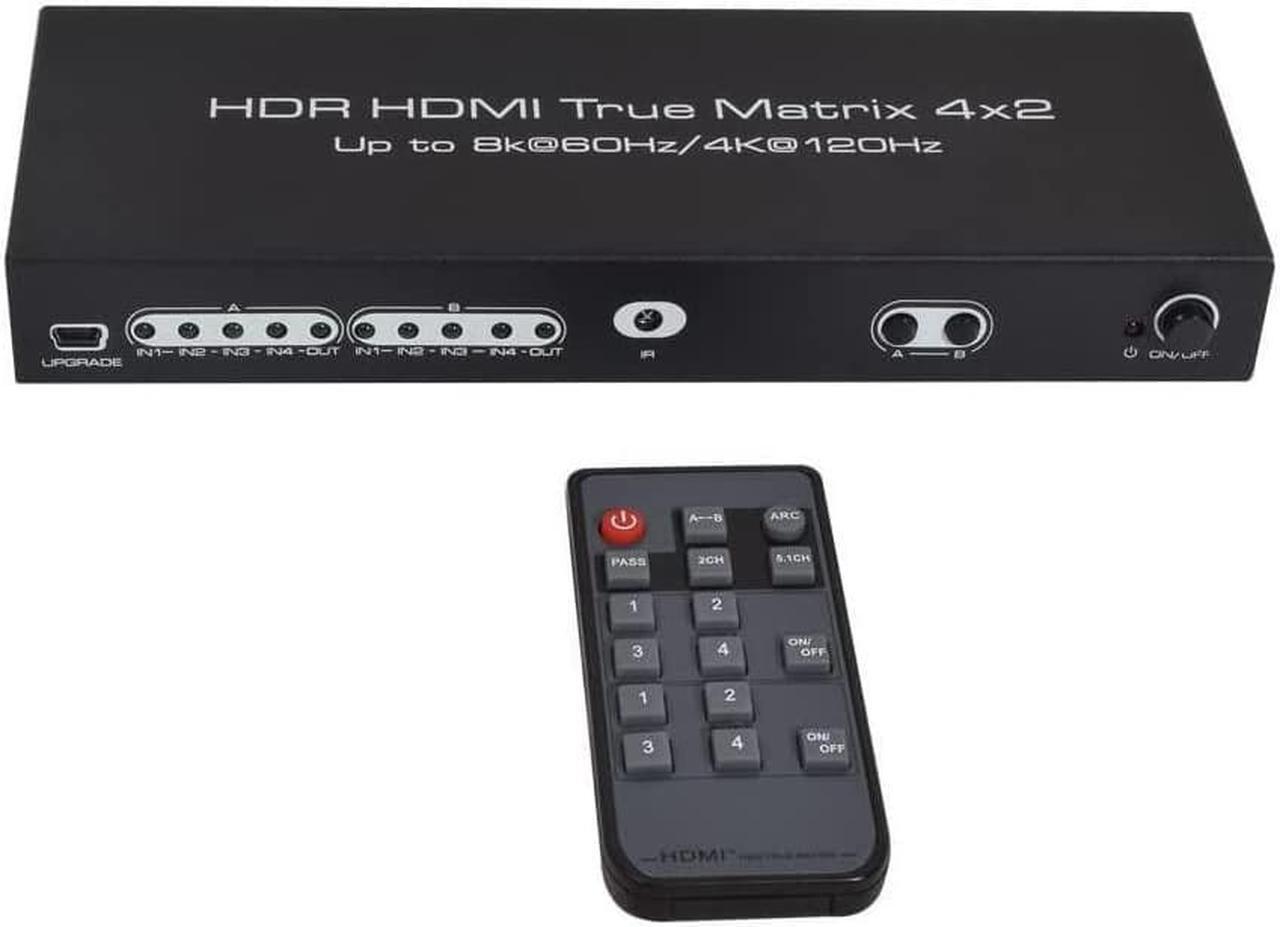 Alt view image 2 of 7 - 8K @60Hz HDR HDMI True Matrix 4x2, 4K @120Hz 4 in 2 Out HDMI Splitter Switcher HDMI Matrix Switch Box V2.1 Speed switcher, Suitable for PS4 HD TV Computer Monitor