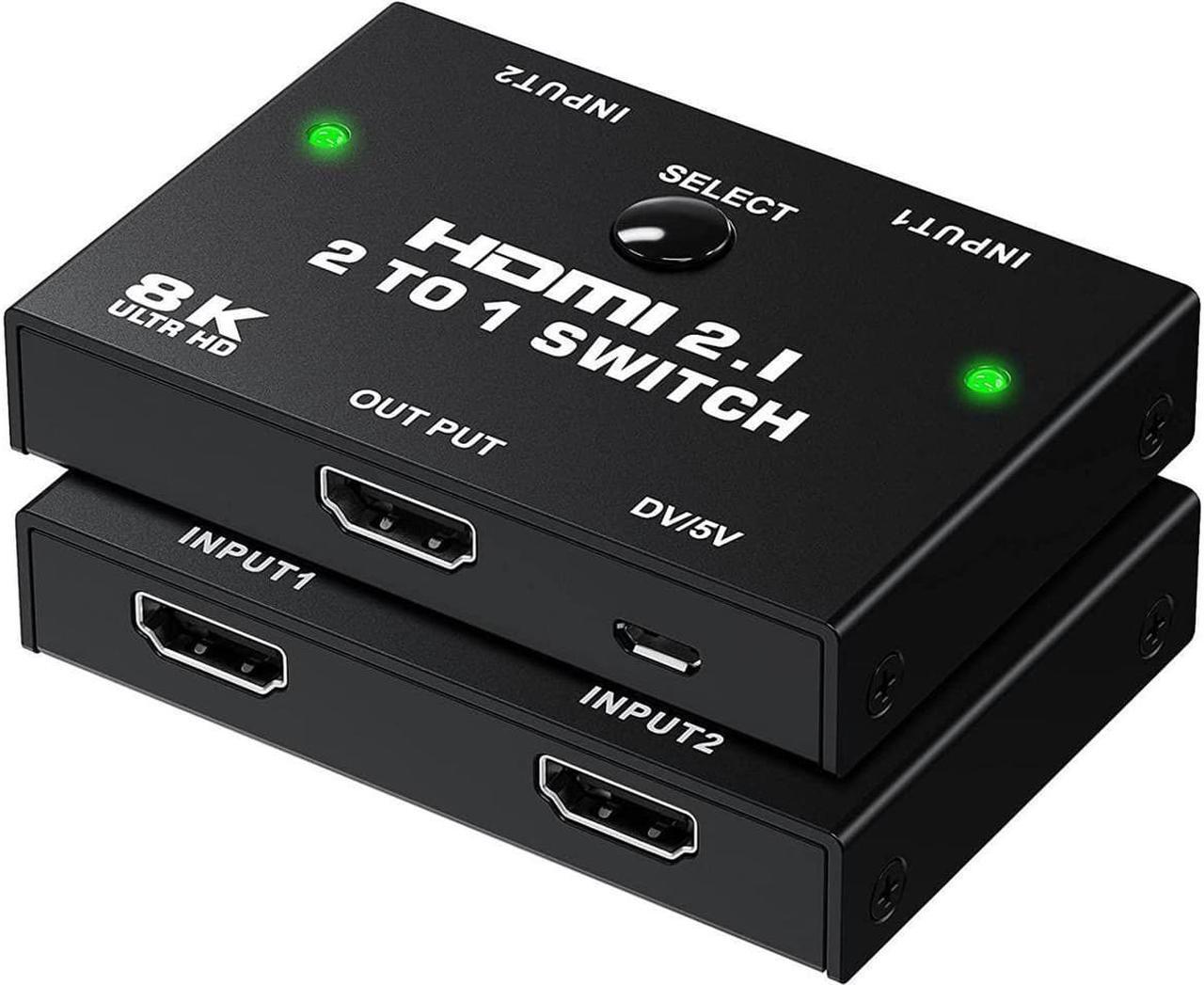 Main image of 8K HDMI Switcher - 2 Ports HDMI 2.1 Switcher 2 in 1 Out HDMI Switcher Support 8K @60Hz 4K @120Hz 3D HDR for PS5 PS4 Pro Xbox One X Blue-Ray HDTV Player