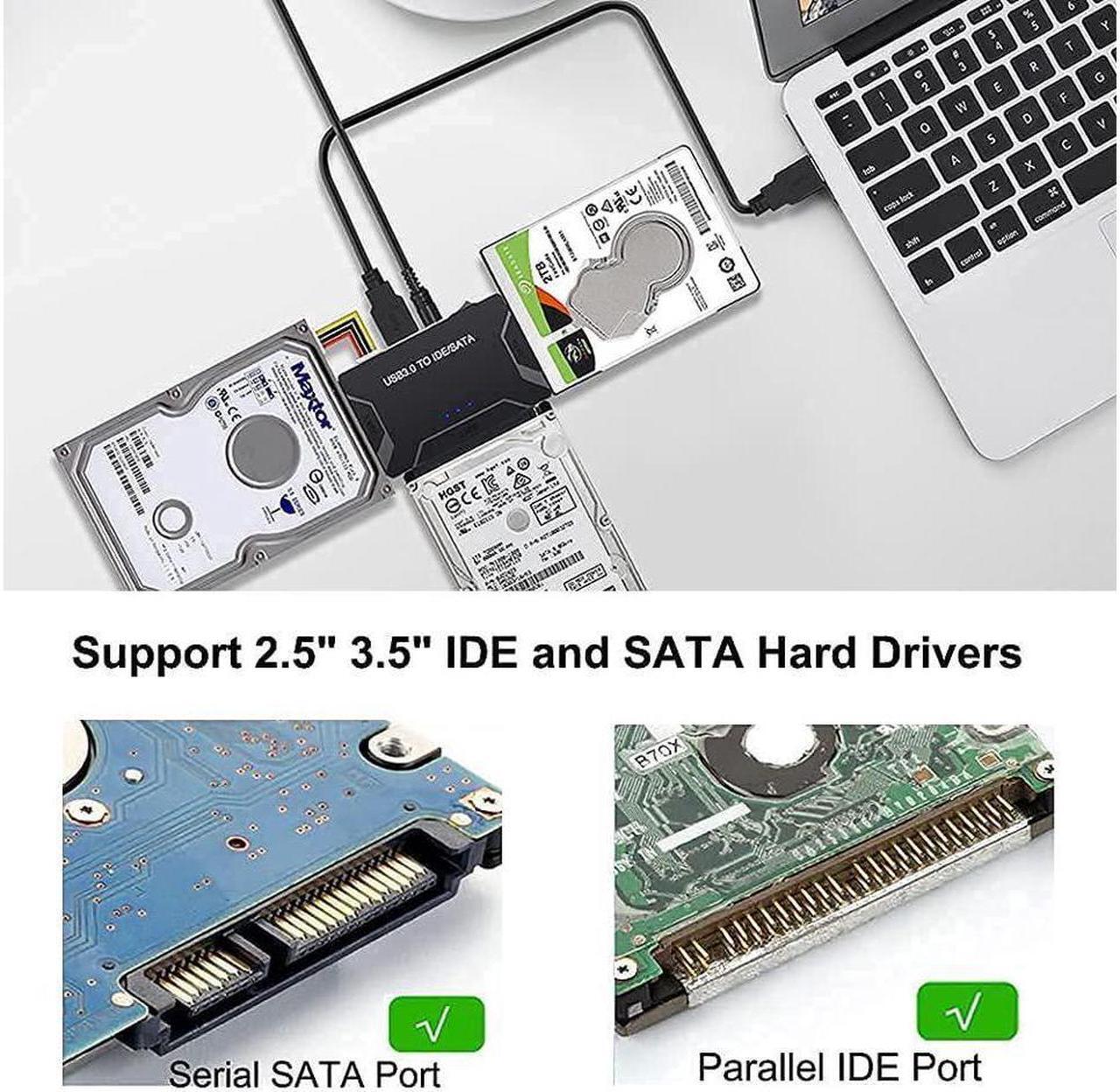 Alt view image 3 of 7 - USB 3.0 to IDE/SATA Hard Drive Adapter, SATA IDE to USB 3.0 External Converter for 2.5" 3.5" IDE SATA HDD SSD DVD Optical Drive, Universal Hard Drive Reader w/12V 2A Power Supply Support 6TB