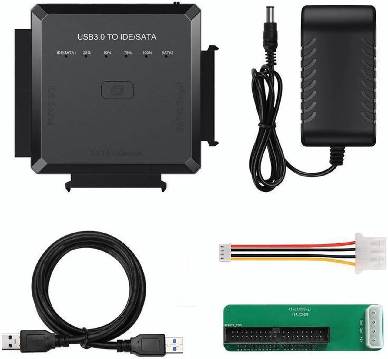 Alt view image 7 of 7 - SATA/IDE to USB 3.0 Adapter, Hard Drive Adapter Cable for Universal 2.5/3.5 Inch IDE/SATA w/One Touch Backup, External Hard Drive Reader for 2.5" 3.5" SSD HDD CD/DVD Optical Drives w/12V/2A Adapter