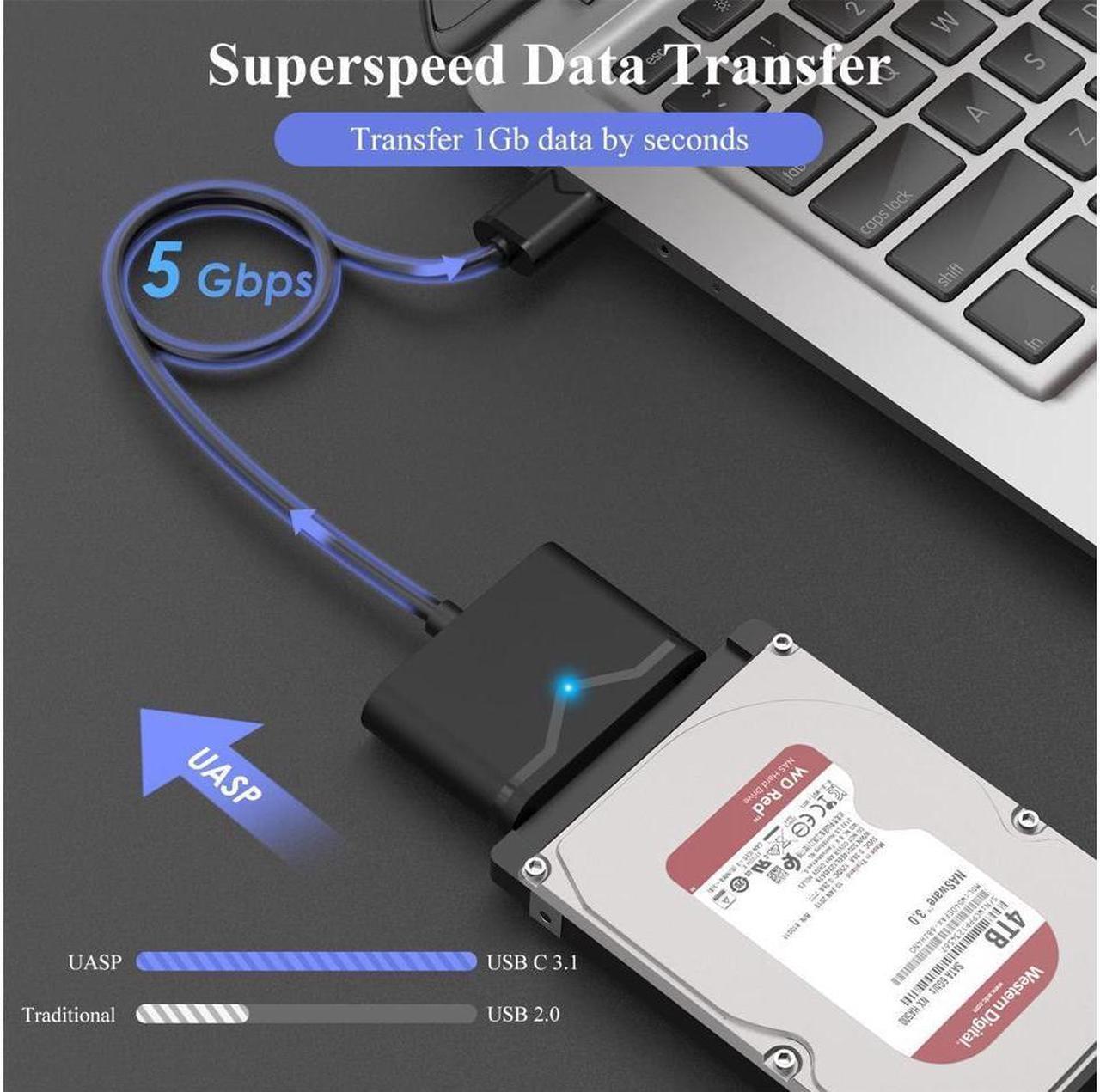 Alt view image 2 of 7 - USB3.0 to SATA 3 Hard Drive Cable Adapter, SATA III to USB 3.0 USB A 5Gbps Adapter Cable, External Hard Drive Connector Converter to USB for 2.5 inch 3.5 inch HDD SSD Data - Not Include Power Adapter