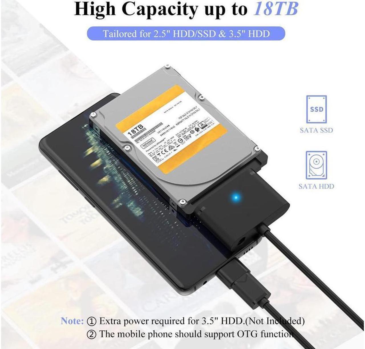 Alt view image 3 of 7 - USB3.0 to SATA 3 Hard Drive Cable Adapter, SATA III to USB 3.0 USB A 5Gbps Adapter Cable, External Hard Drive Connector Converter to USB for 2.5 inch 3.5 inch HDD SSD Data - Not Include Power Adapter