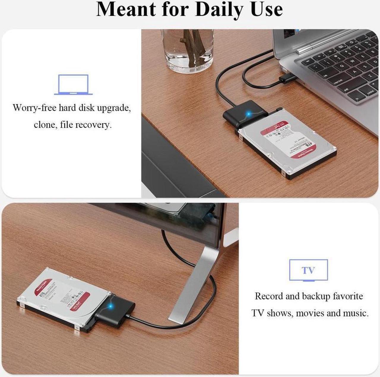 Alt view image 7 of 7 - USB3.0 to SATA 3 Hard Drive Cable Adapter, SATA III to USB 3.0 USB A 5Gbps Adapter Cable, External Hard Drive Connector Converter to USB for 2.5 inch 3.5 inch HDD SSD Data - Not Include Power Adapter