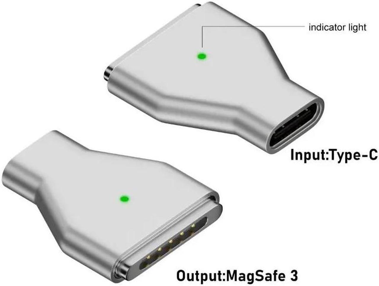 140W Type-C Female to Magsafe 3 Converter Laptop Indicator Light USB-C Magnetic Adapter Zinc Alloy Connector for MacBook Air/Pro