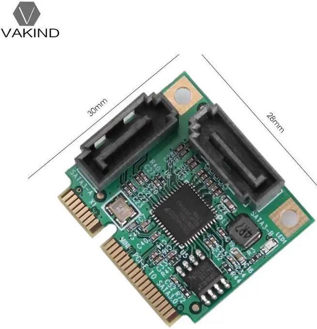 Alt view image 6 of 6 - 2 Ports Mini PCI-E to SATA 3.0 Extension Card High speed PC Hard Drive Accessories for Win8/7/Vista/2003/XP for MAC