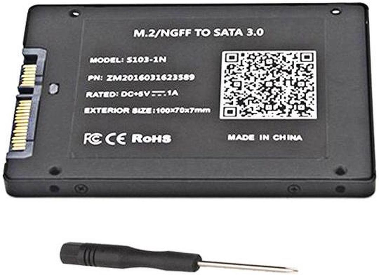 ENM22SATA3 NGFF M.2 SSD to 2.5" SATA III Converter Adapter with 7mm Enclosure, Support NGFF SATA-bus M.2 2280 2260 2242 2230 SSD with Key B / Key B+M