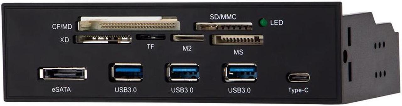 5.25 inch PC Computer Front panel All-in-1 Multifunction USB 2.0 card reader with 3 ports USB3.0,Type-C, eSATA ,Support MD,SD/MMC,XD,TF,M2,MS,64G CF card (STW-3125)