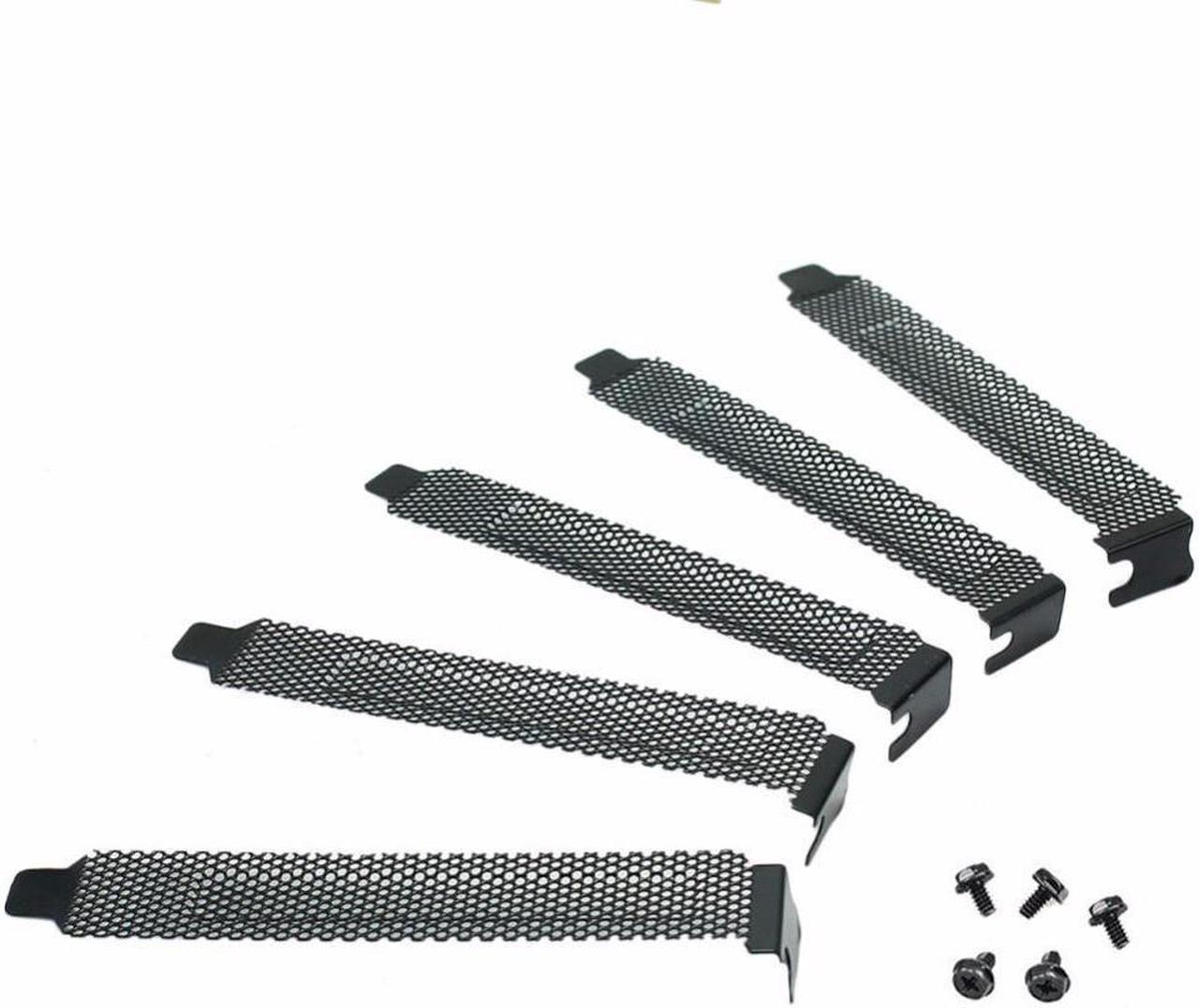 5pcs/lot Black Mesh Hard Steel PCI Slot Covers Bracket w/ Screws, Full Profile Expansion Dust Filter Blanking Plate for PCI