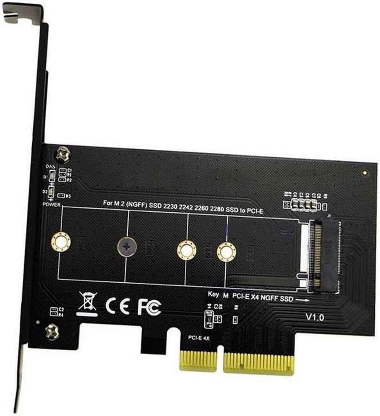 M.2 NGFF SSD M Key NVME PCIe Card Adapter - PCIe X4 to PCIe/NVME Based M.2 Add On Card w/ Full-profile Bracket - Supports M.2 PCIe 2230, 2242, 2260 and 2280