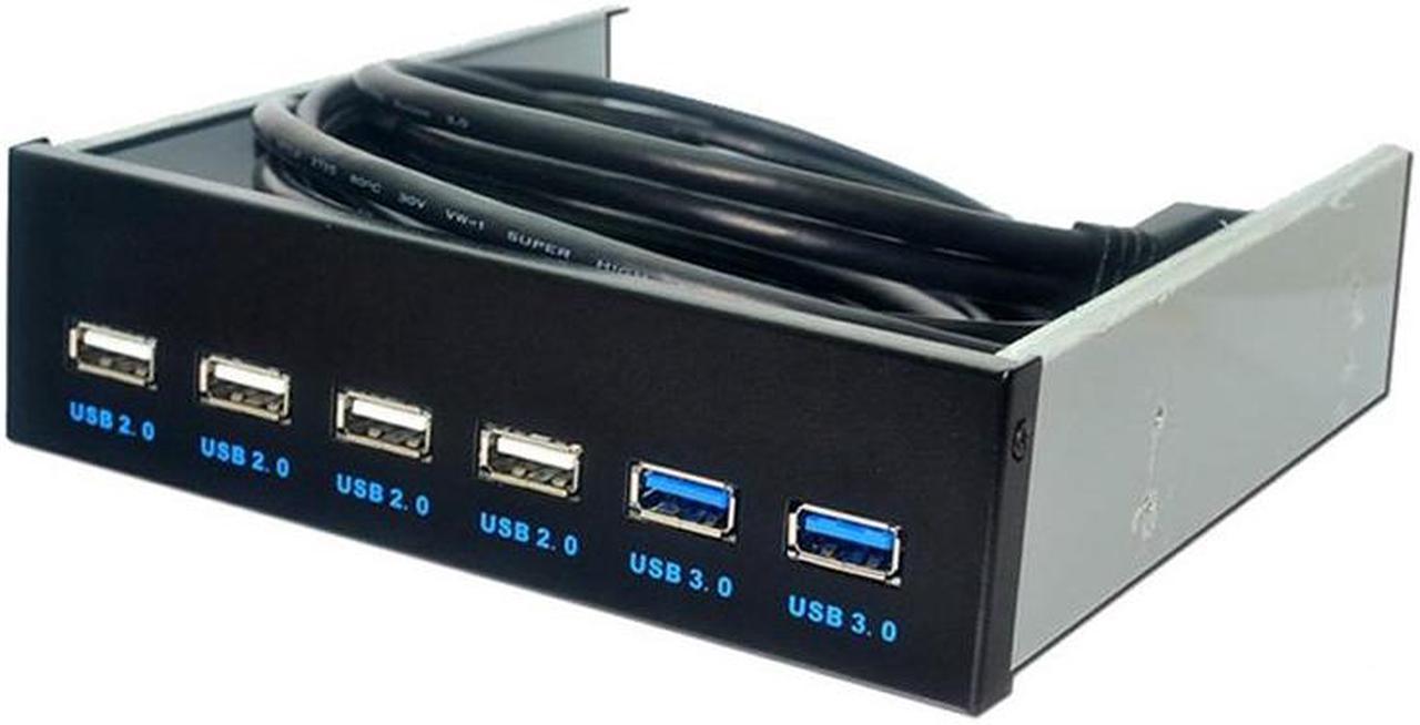 FP525U24U32M PC Case 5.25 inch front panel 6 Ports USB Hub,2 Ports USB 3.0 & 4 Ports USB 2.0,2.6ft USB Type A Female to motherboard Adapter Cable