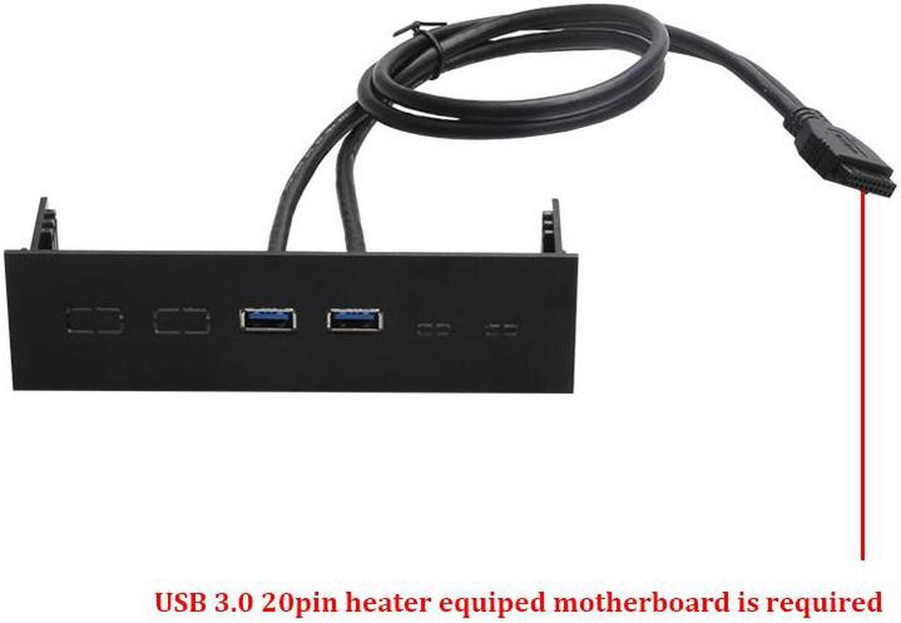 FP525U32PL PC Case 5.25 inch front panel 2 Ports USB 3.0 USB Hub,60CM 2 x USB 3.0 Type A Female to Motherboard 20pin Splitter Cables -Black Plastic