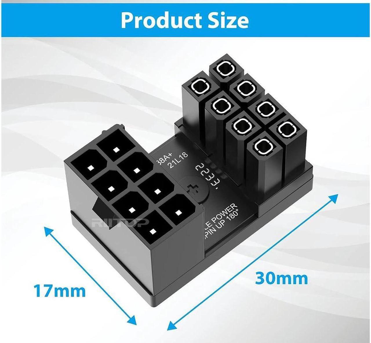 Alt view image 6 of 7 - GPU Power Adapter 8pin VGA PCIe 8 Pin U Turn 180 Degree Angle Connector Power Adapter Board for Desktop Graphics Card-Standard Type 3-Pack