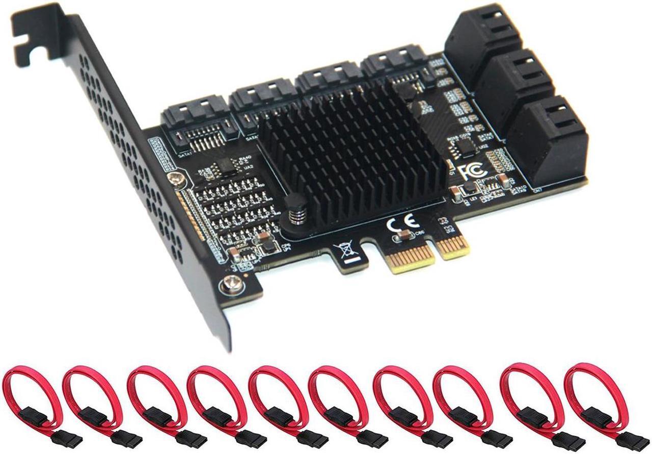 Main image of SATA 3 Expansion Card 10 Port, PCI-e Express x1 SATA 6G Controller Card, SATA iii 6Gbps PCIe Adapter Card, Come with Low Profile Bracket and SATA3 Cables