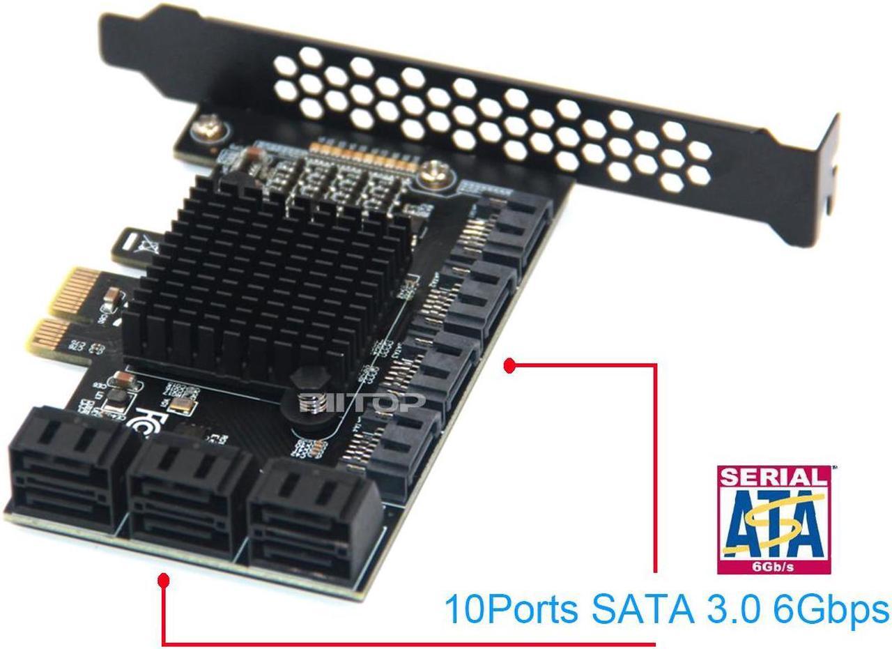 Alt view image 2 of 7 - SATA 3 Expansion Card 10 Port, PCI-e Express x1 SATA 6G Controller Card, SATA iii 6Gbps PCIe Adapter Card, Come with Low Profile Bracket and SATA3 Cables