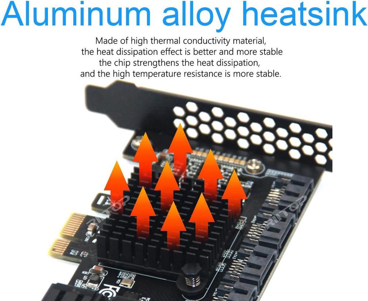 Alt view image 5 of 7 - SATA 3 Expansion Card 10 Port, PCI-e Express x1 SATA 6G Controller Card, SATA iii 6Gbps PCIe Adapter Card, Come with Low Profile Bracket and SATA3 Cables