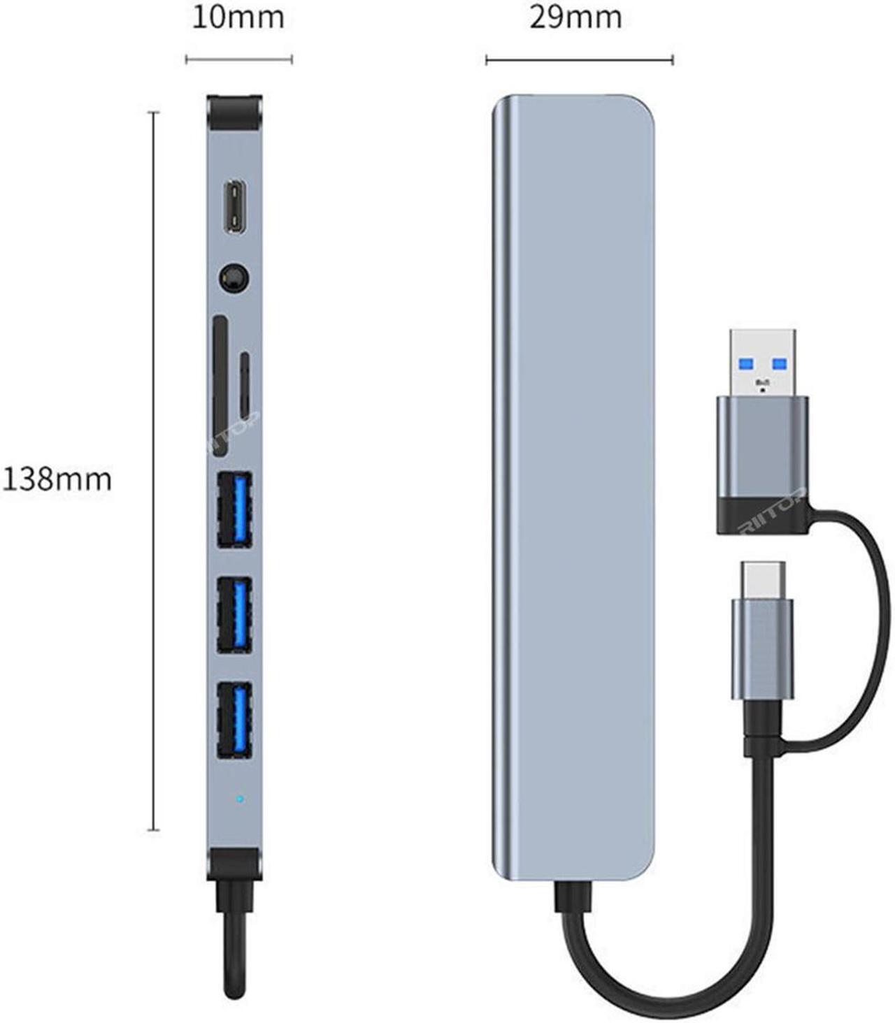 Alt view image 5 of 5 - USB C HUB Docking Station for Dell/HP/Lenovo/Surface Laptop, 8 in 1 USB C Hub Adapter w/5Gbps USB3.0+3*USB2.0+USB C Data+SD/TF+Audio [SD/TF can NOT work simultaneously]
