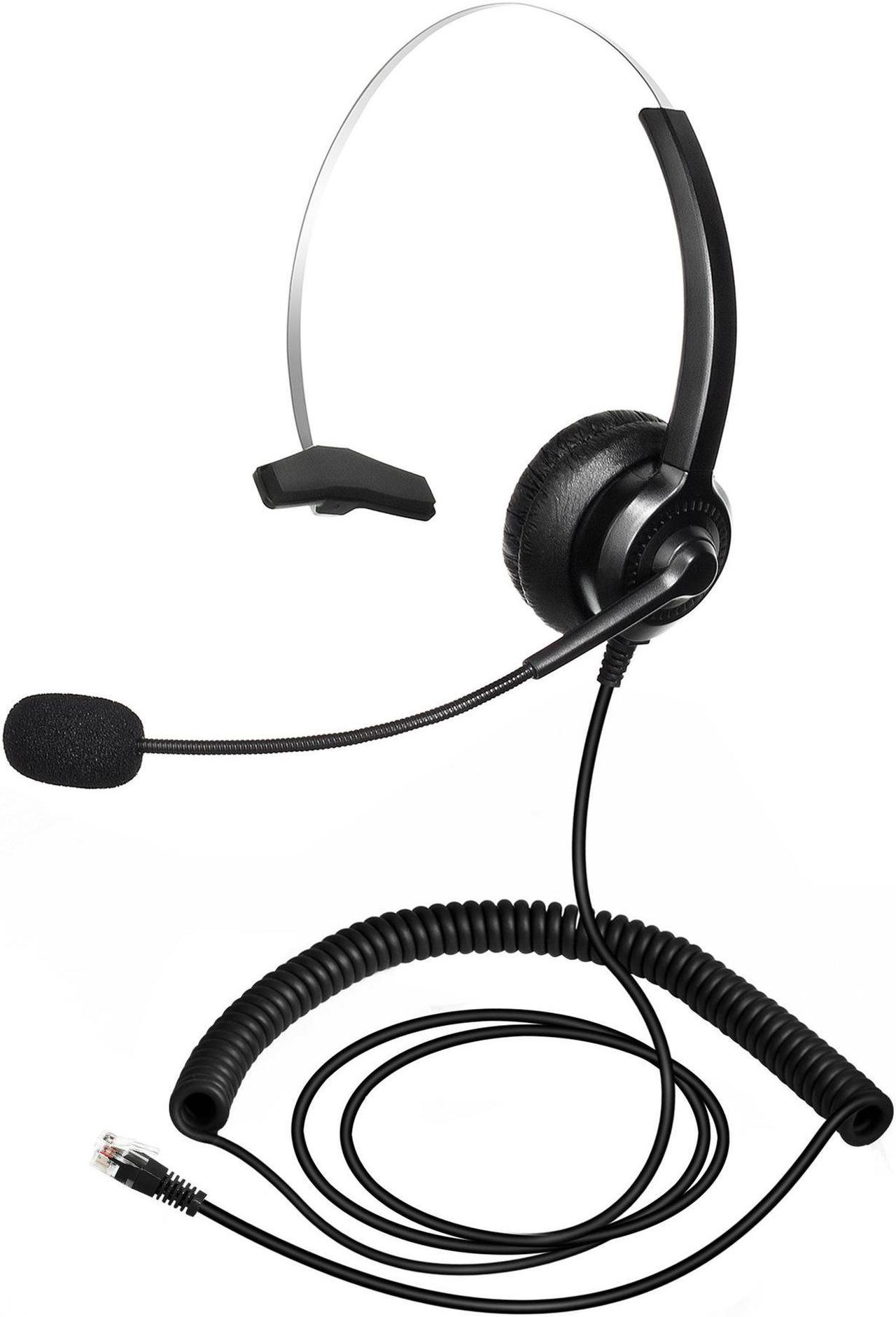 OOTDTY Headphone Microphone 4-Pin RJ11 Monaural Corded Operator Call Center Telephone Headset