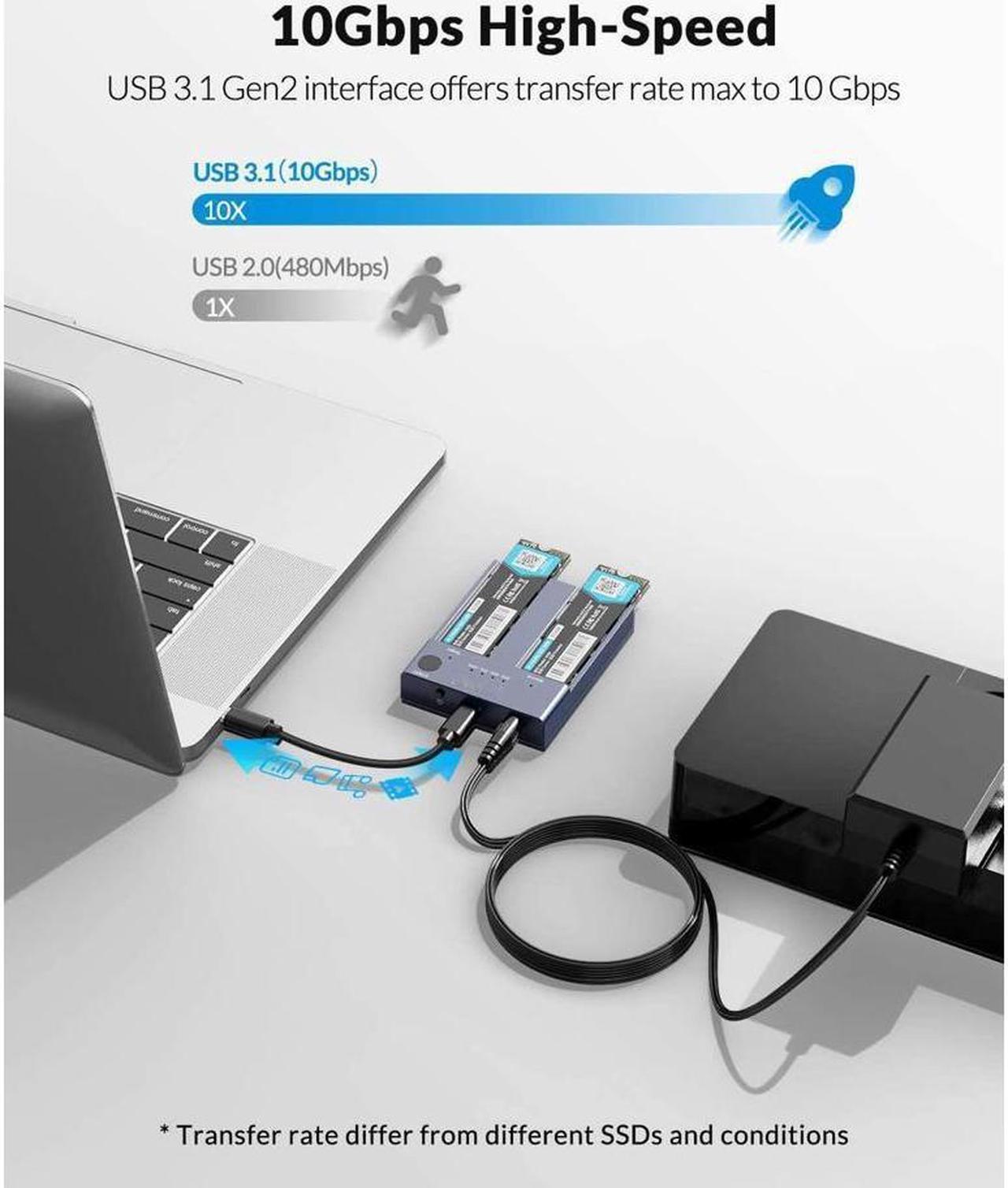 Alt view image 5 of 6 - M.2 NVME SSD Offline Clone Dual Bay 10Gbps USB C 3.1 Gen2 For M Key NVME PCIe M2 SSD Hard Drive Reader Enclosure docking