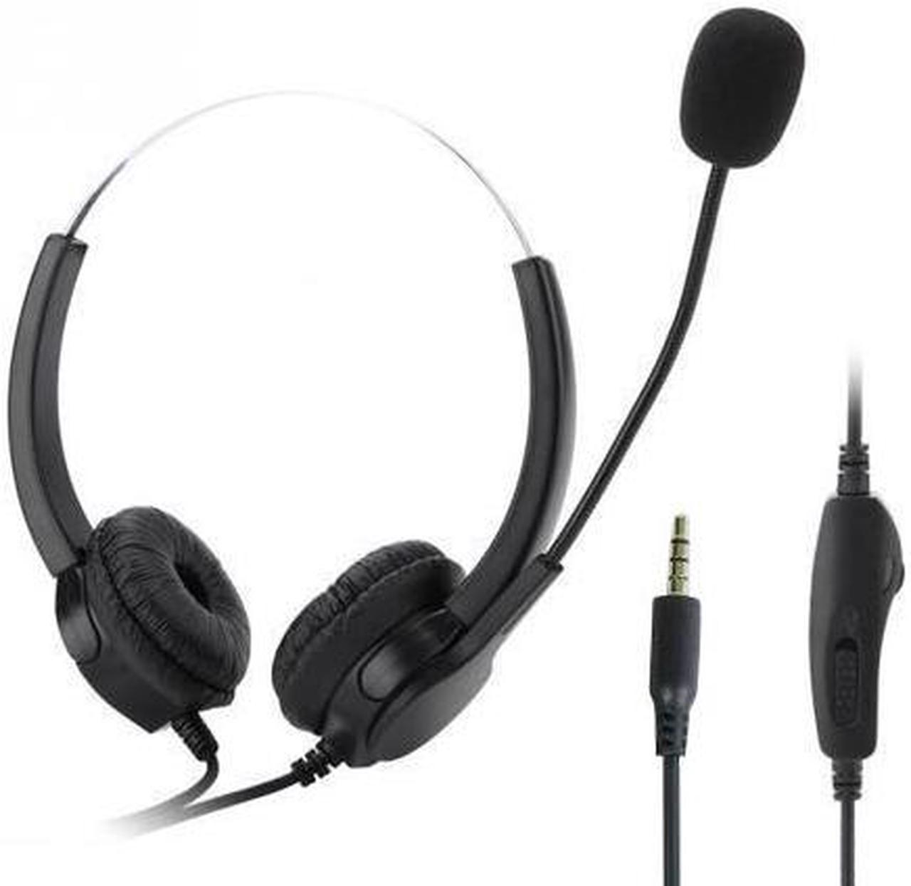 Noise Canceling Call Center Telephone Headset 3.5mm Single Plug Phone Computer Headset with Microphone Volume Adjustment