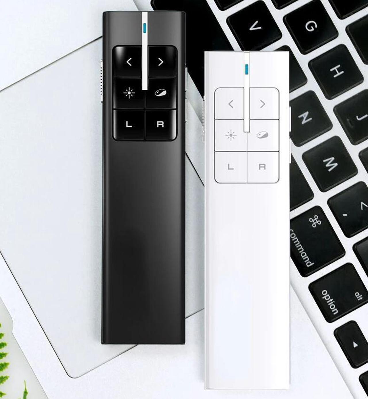 Rechargeable Wireless Presenter Laser Pointer Air Mouse Presenter 2.4GHz PPT USB Remote Control for Multi Media Devices--White