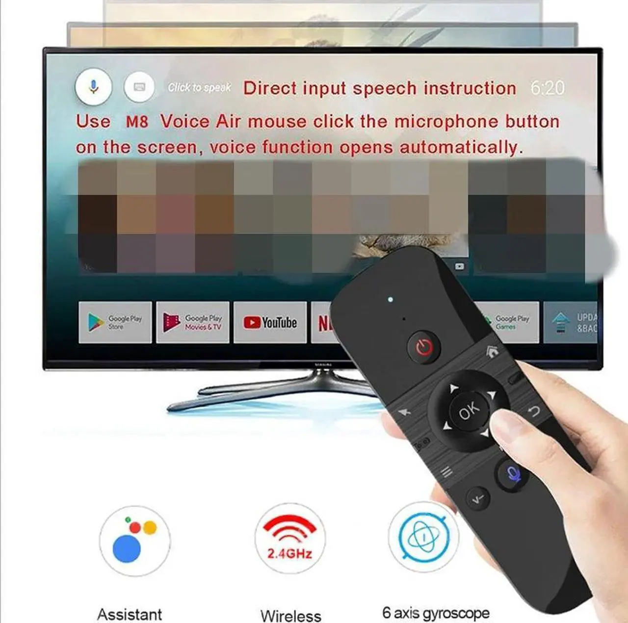 Alt view image 3 of 6 - M8 Voice Remote control Air Mouse 2.4G Mini Wireless Keyboard IR learning Gyro Sensing Lithium Battery For Android TV Box X96