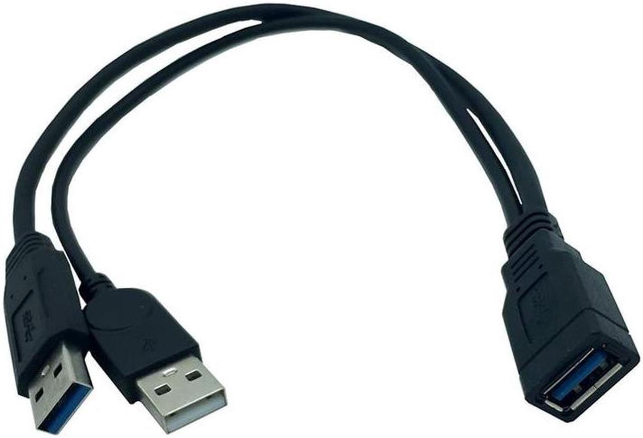 30cm For 2.5" Mobile Hard Disk USB 3.0 Female to Dual USB Male Extra Power Data Y Extension Cable