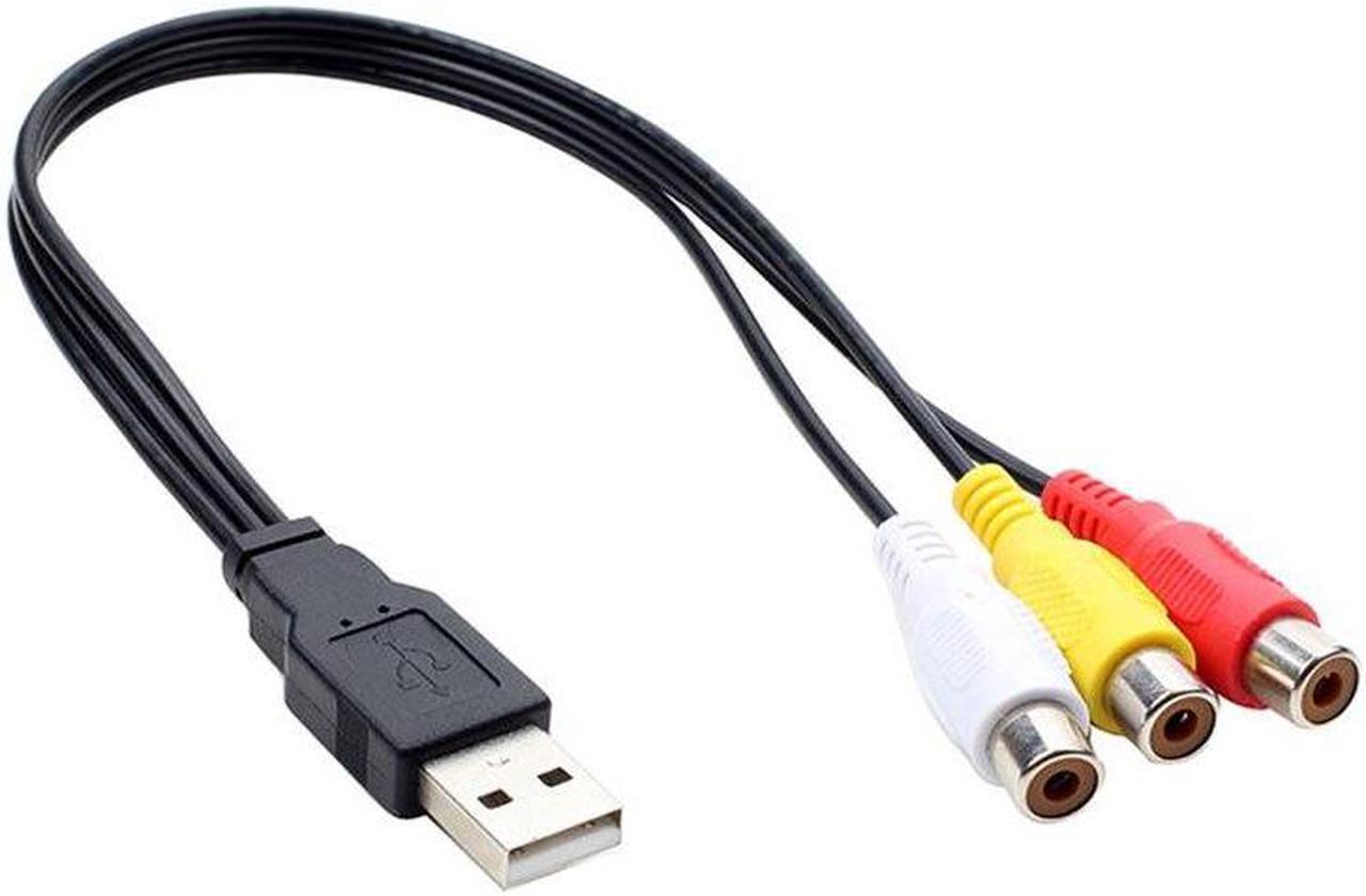 High Speed 3.5 mm Male USB To 3 RCA Female Plug Adapter Audio Converter Video AV Cable Wire Cord 2.5mm to RCA 25cm