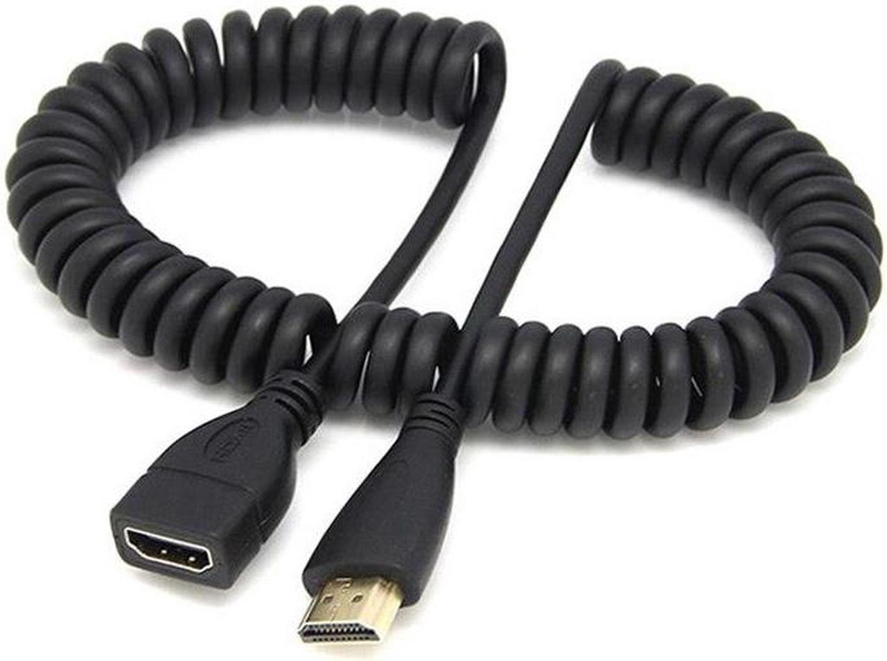 High Speed Retractable 1.4 Version HDMI with Ethernet Type A Male to Female Spiral Coiled Spring Curl AV Cable Shielding