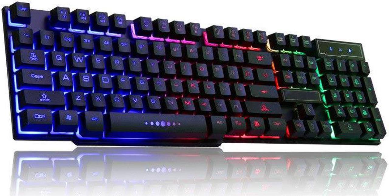 USB Wired LED 104Keys Backlit Gaming Game Gamer Keyboard for PC Computer Csgo Overwatch Lol with Similar Mechanical Feel