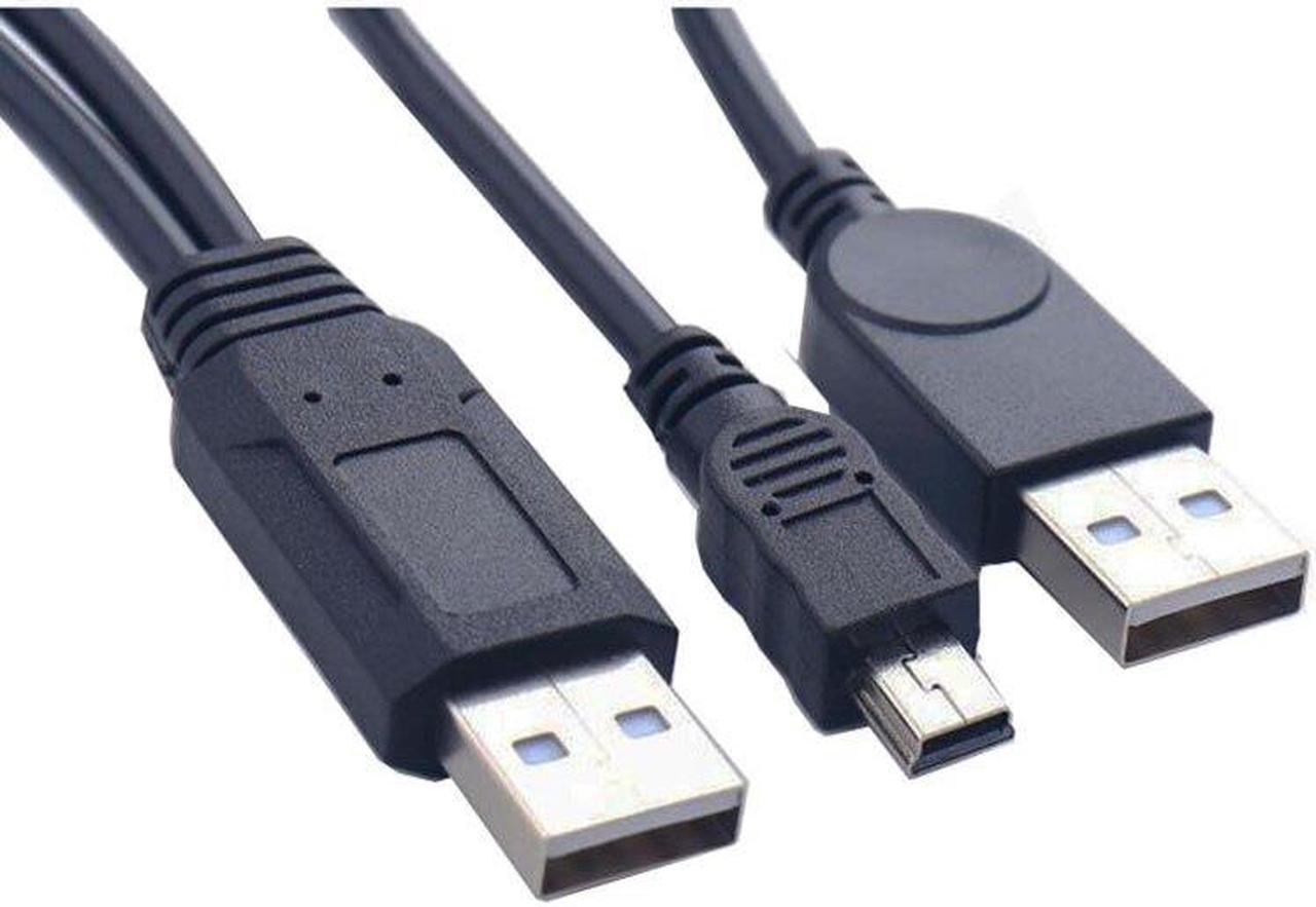 USB2.0 USB 2.0 double A Type 2A Male to Mini 5 Pin Male Y Cable 0.7m 70cm 2ft For 2.5" Mobile Hard Disk Drive HDD