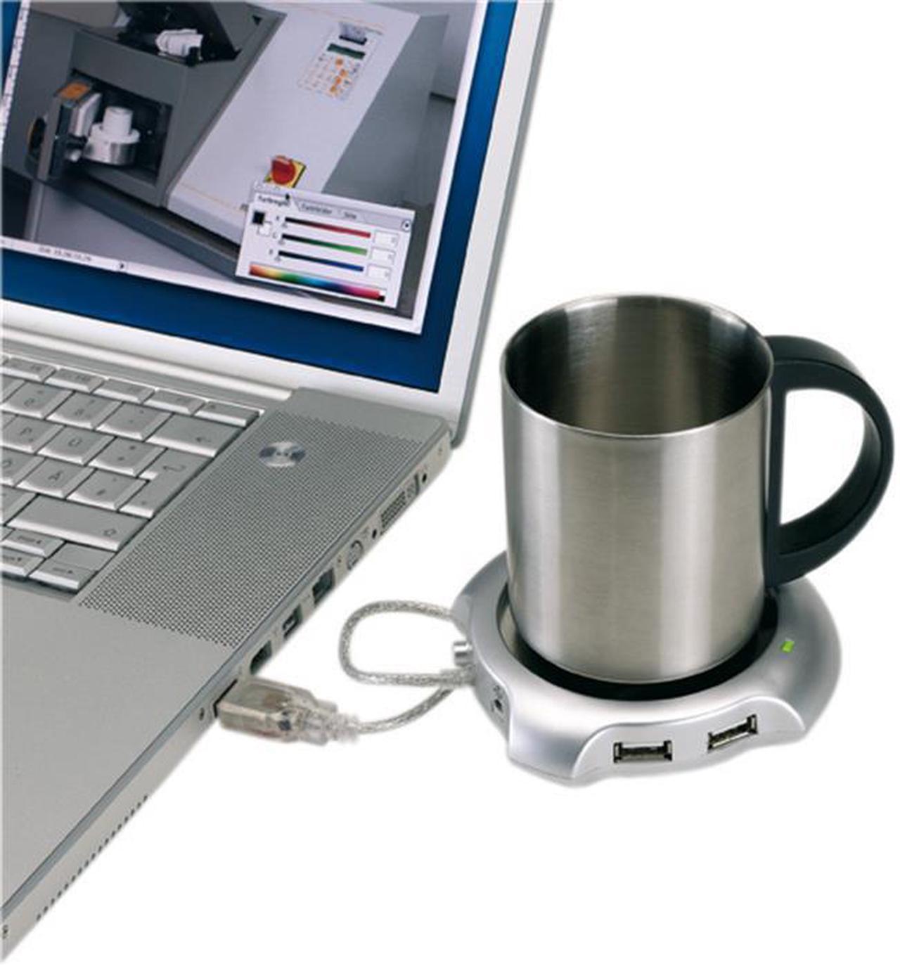 USB Warmer Sliver Warm Tea Coffee Cup Mug Warmer USB Heater Pad With 4 USB Port Hub With On/Off Switch