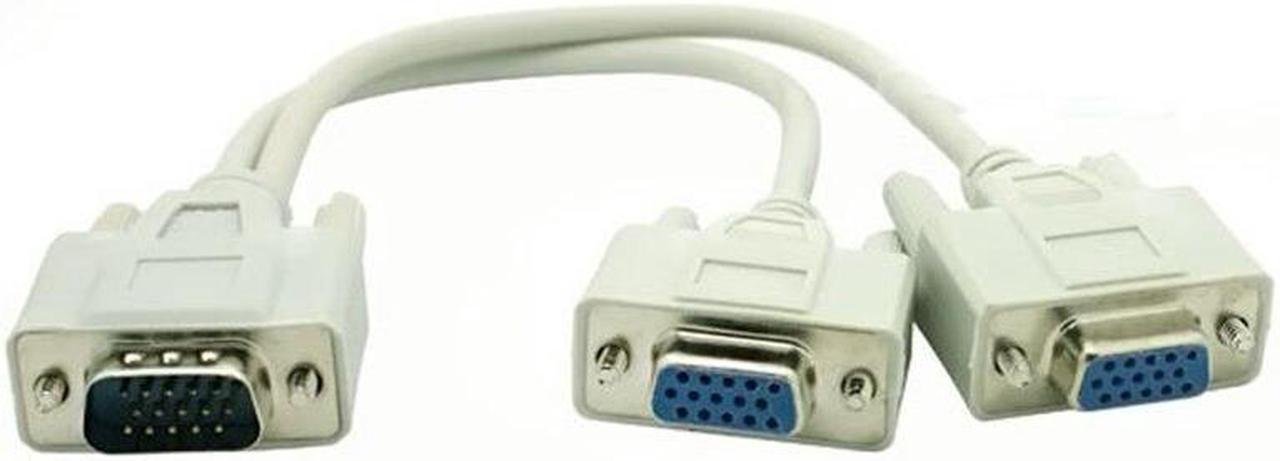 1 Male VGA to 2 Female VGA Splitter Cable 2 Way VGA SVGA Monitor Dual Video Graphic LCD Y Splitter Cable