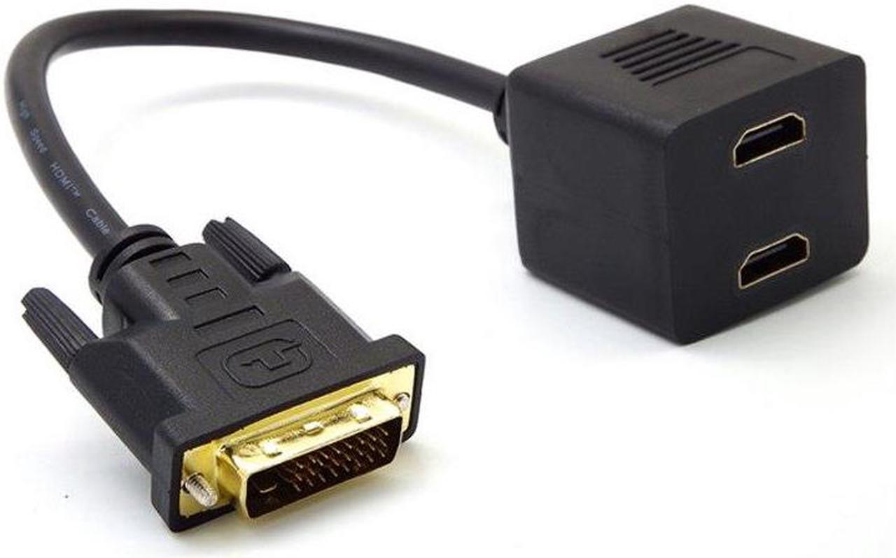 DVI 24+1 Male to 2 * HDMI Female Splitter Adapter Cable HDMI cable for HDTV LCD DVI-D HDMI conversion 1080p