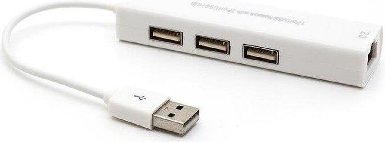 USB Ethernet with 3 Port USB HUB 2.0 RJ45 Lan Network Card USB to Ethernet Adapter for Mac iOS Android PC USB 2.0 HUB