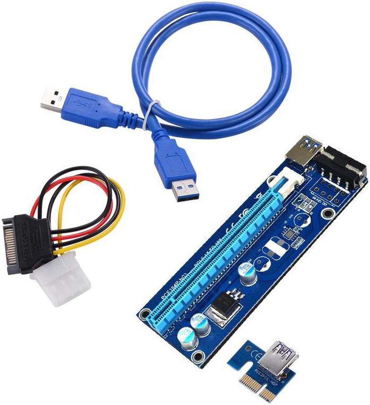 New 6pcs/lot Pci Express Riser Card Pci-e Extender 1X To 16X 60cm Usb 3.0 Cable Sata To 4pin Molex Power For Btc Miner Machine