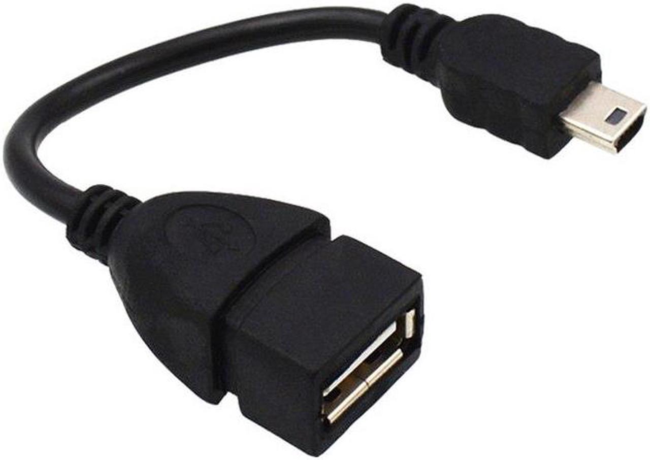 USB 2.0 A Female To B Mini 5 Pin Male Converter OTG Host Adapter Cable Extension Black Color