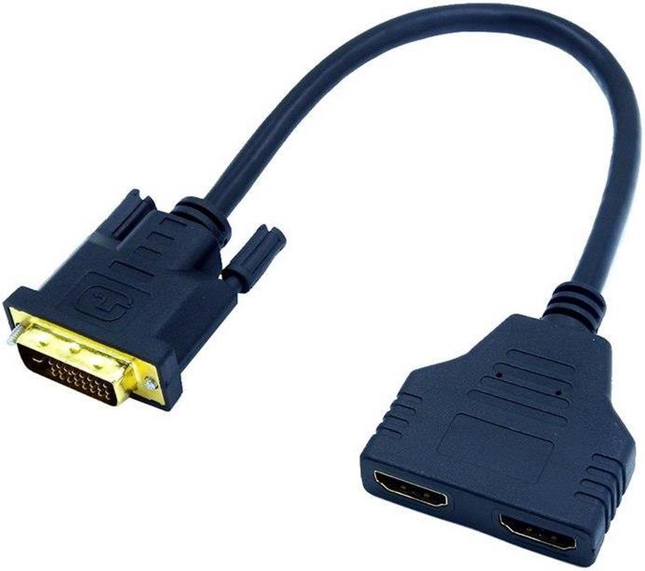 Gold Plated DVI 24+1 Male to 2 * HDMI 19-Pin Female Splitter Adapter Cable HDMI cable for HDTV LCD DVI-D HDMI conversion 1080P