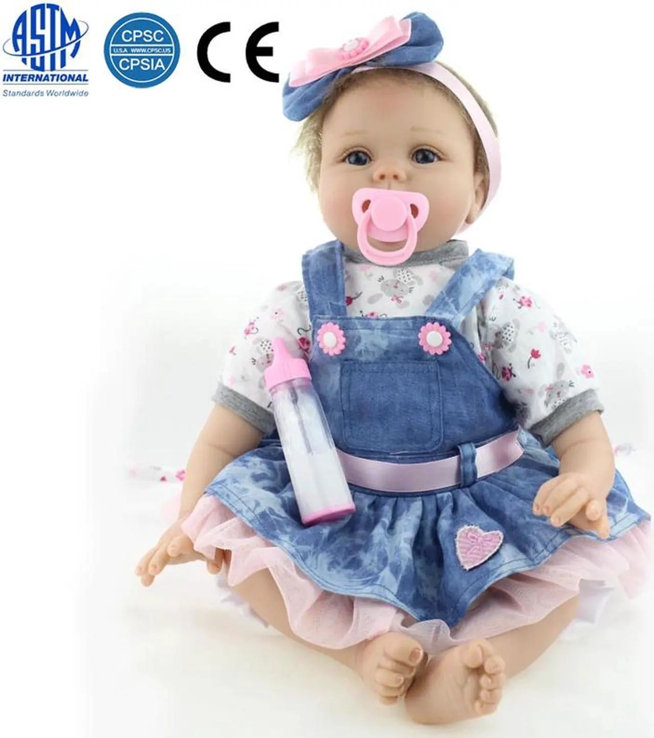 Main image of 22" Reborn Baby Dolls Lifelike Newborn Vinyl Silicone Baby Girl Doll Birthday US