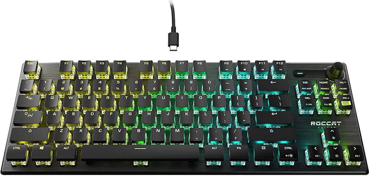 Alt view image 2 of 7 - ROCCAT Vulcan TKL Pro Tenkeyless Linear Optical Titan Switch PC Gaming Keyboard with Per-key AIMO RGB Lighting, Anodized Aluminum Top Plate, and Detachable USB-C Cable, Black