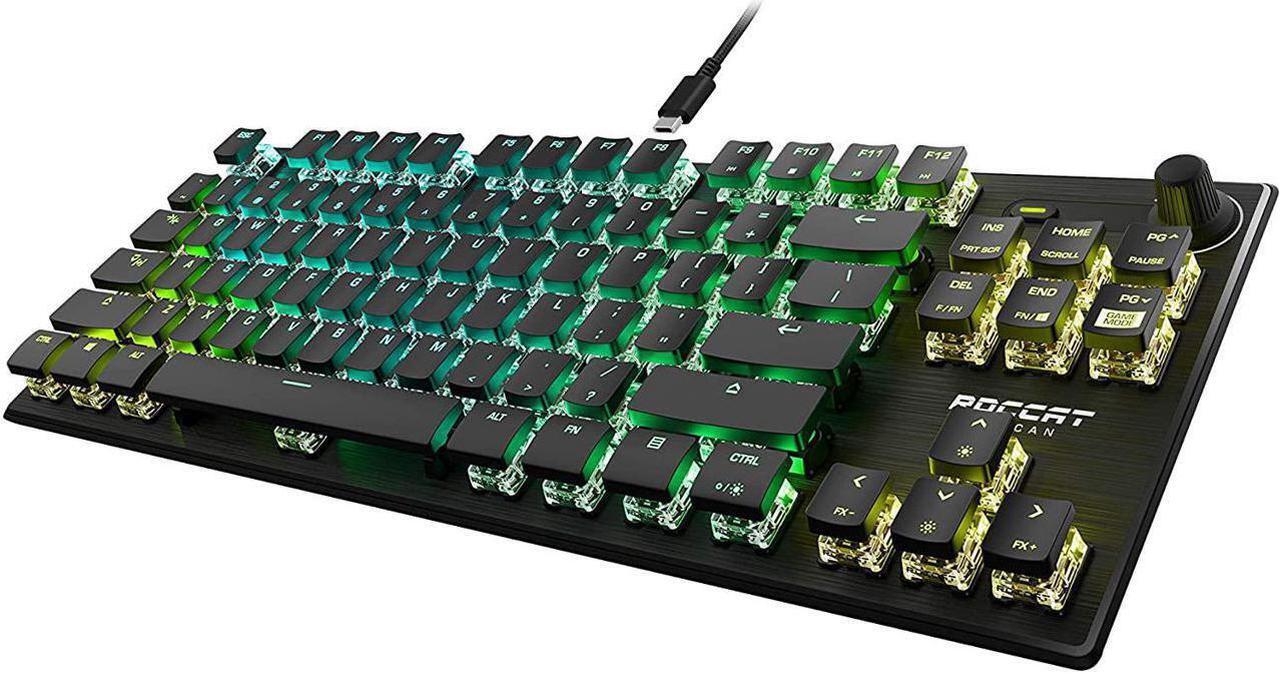 Alt view image 3 of 7 - ROCCAT Vulcan TKL Pro Tenkeyless Linear Optical Titan Switch PC Gaming Keyboard with Per-key AIMO RGB Lighting, Anodized Aluminum Top Plate, and Detachable USB-C Cable, Black