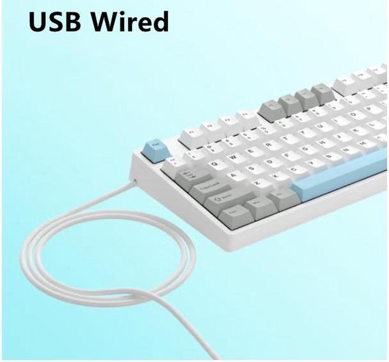 Alt view image 5 of 5 - iKBC C200 USB Wired Mechanical Gaming Keyboard Cherry MX Brown switch 87 keys PBT keycaps, Ergonomic Design- White &Grey&Blue
