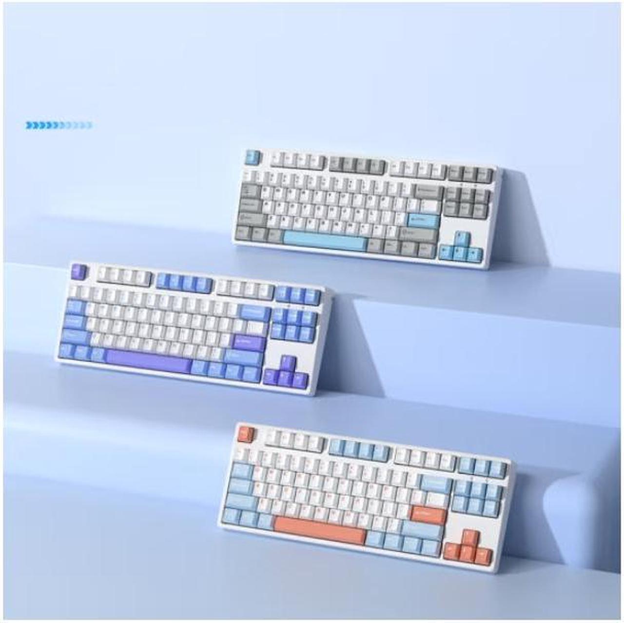 Alt view image 2 of 5 - iKBC C200 USB Wired Mechanical Gaming Keyboard Cherry MX Brown switch 87 keys PBT keycaps, Ergonomic Design- White &Grey&Blue