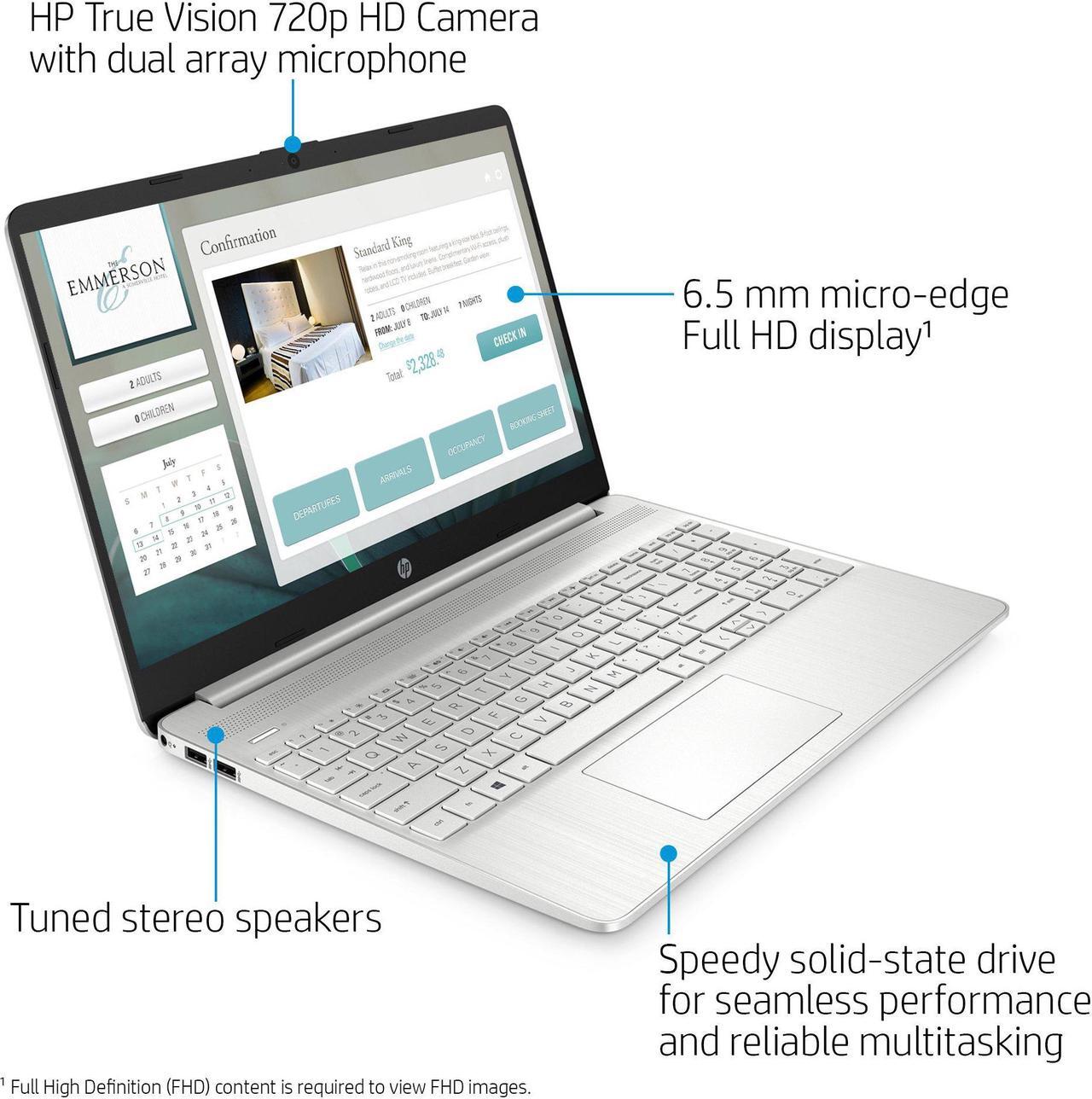 Alt view image 2 of 4 - HP 15.6" FHD Laptop, AMD Ryzen 3 3250U - 4GB RAM - 128GB SSD - Windows 10 Home in S mode - Silver