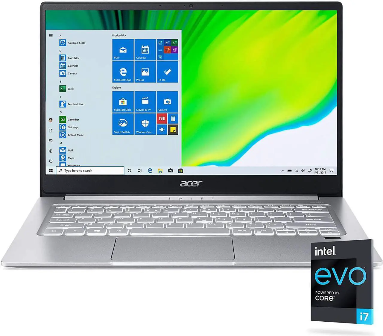 Main image of Acer Swift 3 Intel Evo Thin & Light Laptop, 14" Full HD, Intel Core i7-1165G7, 8GB LPDDR4X, 2TB NVMe SSD, Intel Iris Xe Graphics, Windows 10 Home, Wi-Fi 6, Fingerprint Reader, Back-lit Keyboard