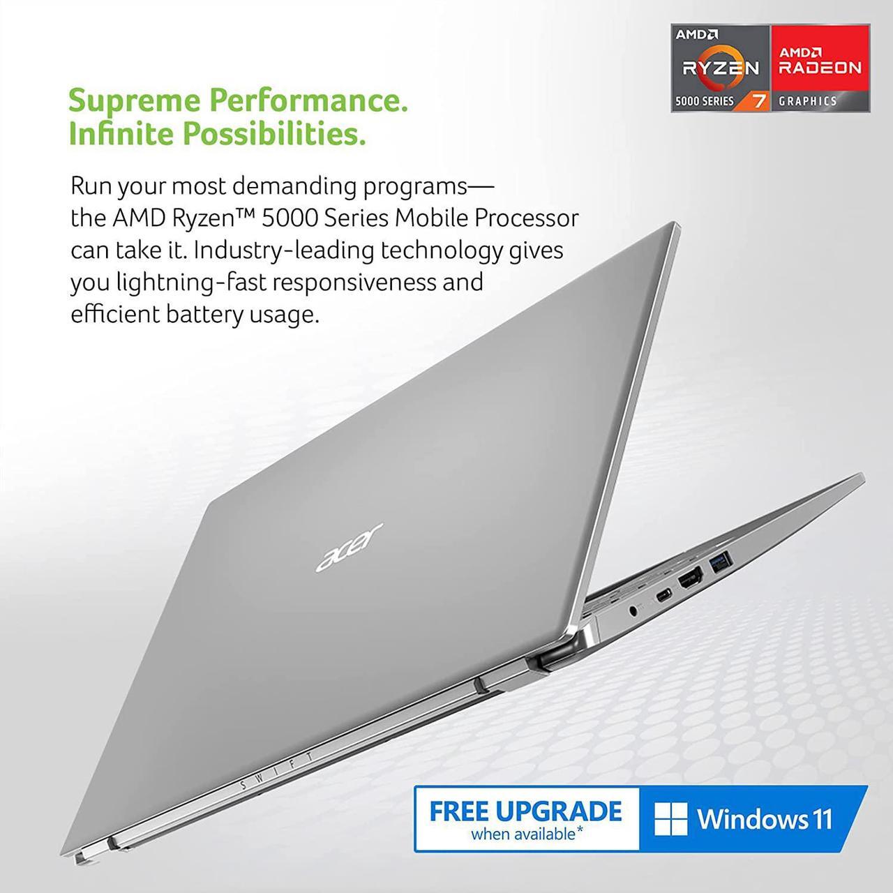 Alt view image 6 of 7 - Acer Swift 3 Thin & Light Laptop, 14" Full HD IPS Display, AMD Ryzen 7 5700U Octa-Core Processor with Radeon Graphics, 8GB Memory, 512GB SSD, Wifi 6, Backlit Keyboard, Fingerprint Reader