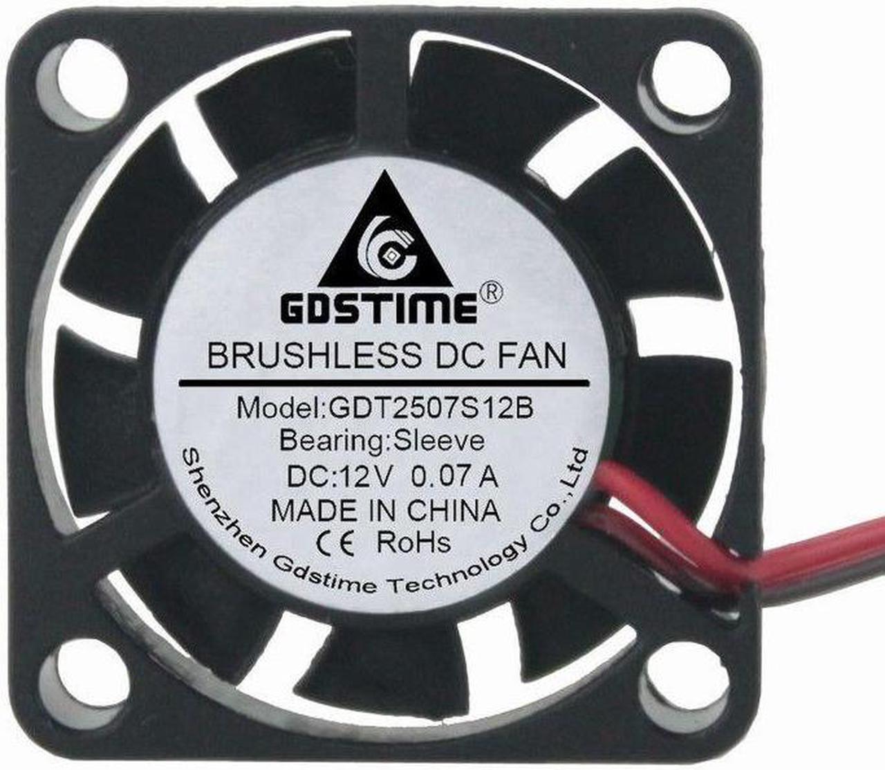 mini DC 12V 25mm 2507s 25x25x7mm 2pin Brushless PC Cooling Fan heatsink