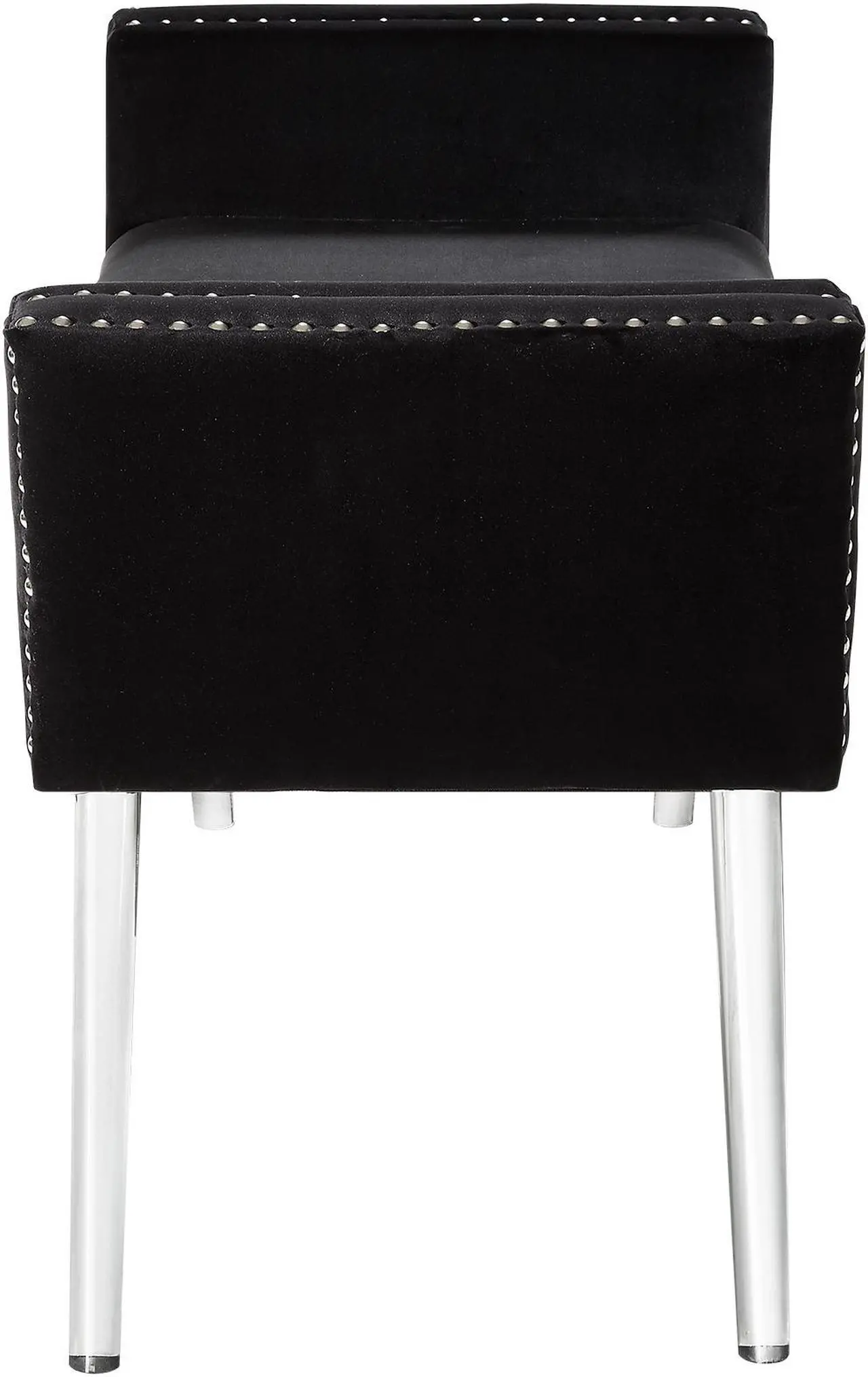 Alt view image 2 of 4 - Inspired Home Harlow Bench - Nailhead Trim | Acrylic Legs, Black Velvet